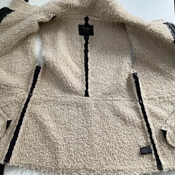 Sanctuary Faux Suede Sherpa Vest SzM Black Zip Up Western Boho 70s Ranch Cowgirl - Picture 8 of 9